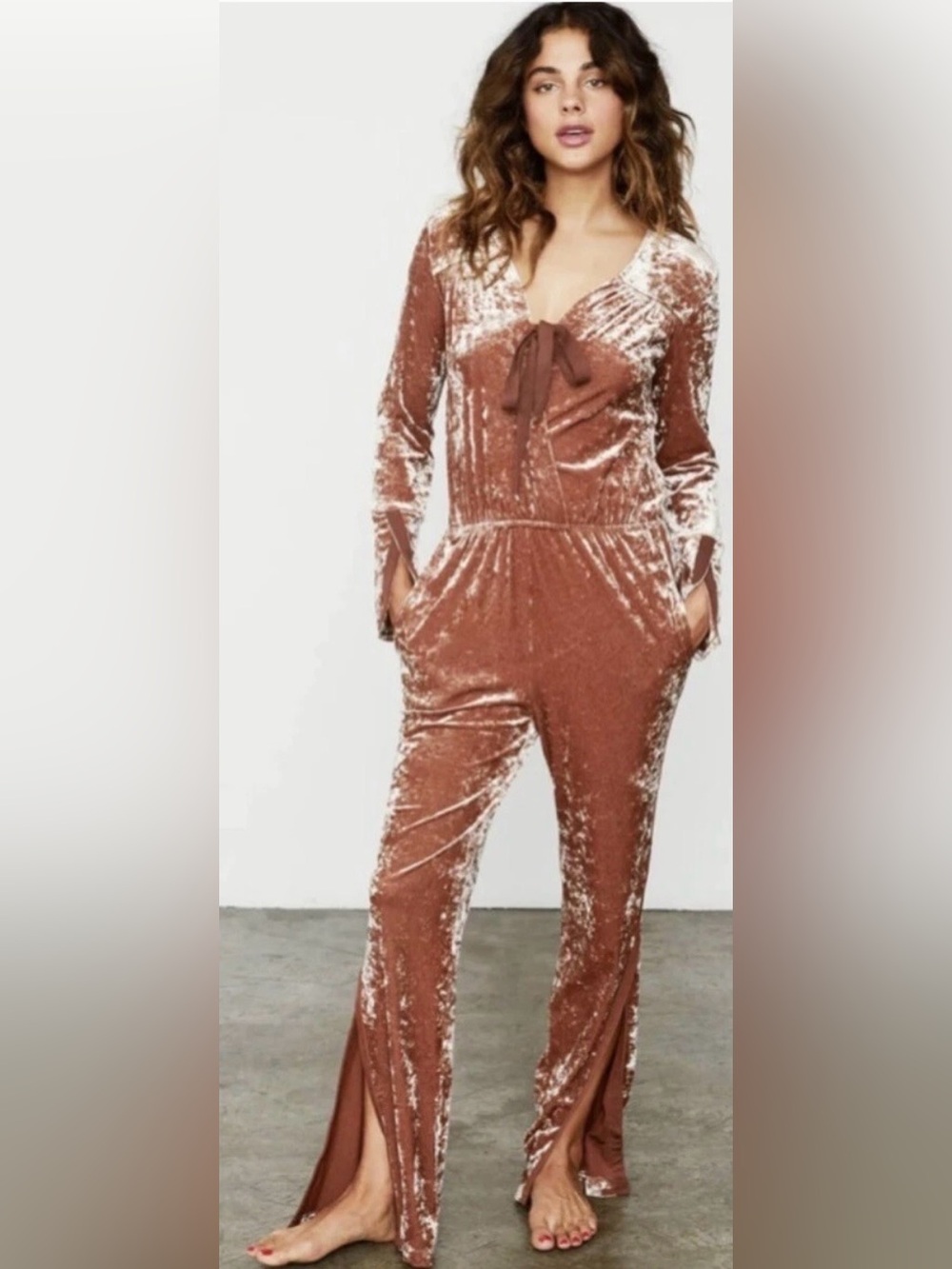 We are HAH REVOLVE Free People Jump On It Velvet Jumpsuit Size Medium